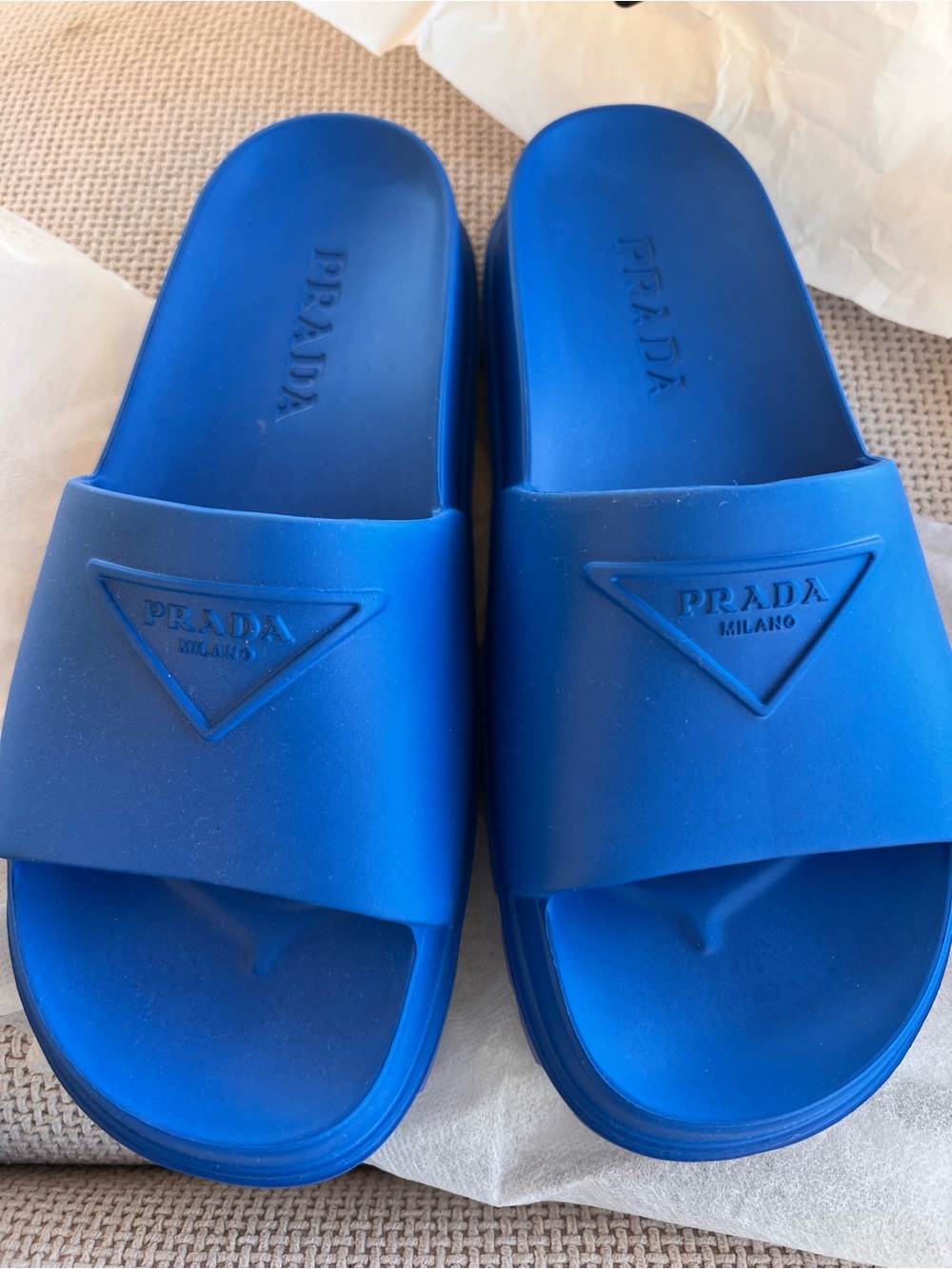 Prada Royal Blue Rubber Slide size 8 new in box